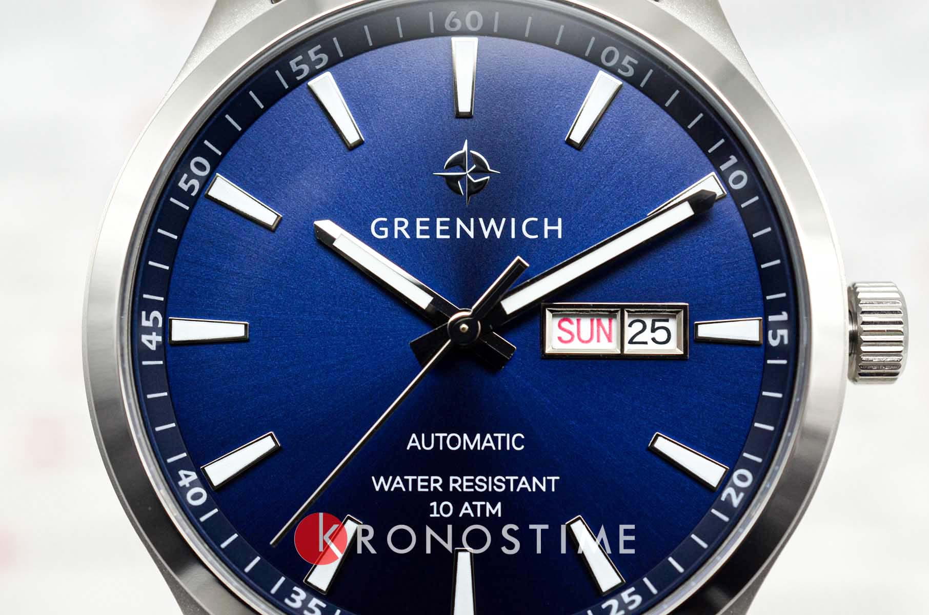 Greenwich Greenwich GW 054.16.36 механические мужские часы часы крупный план синий циферблата